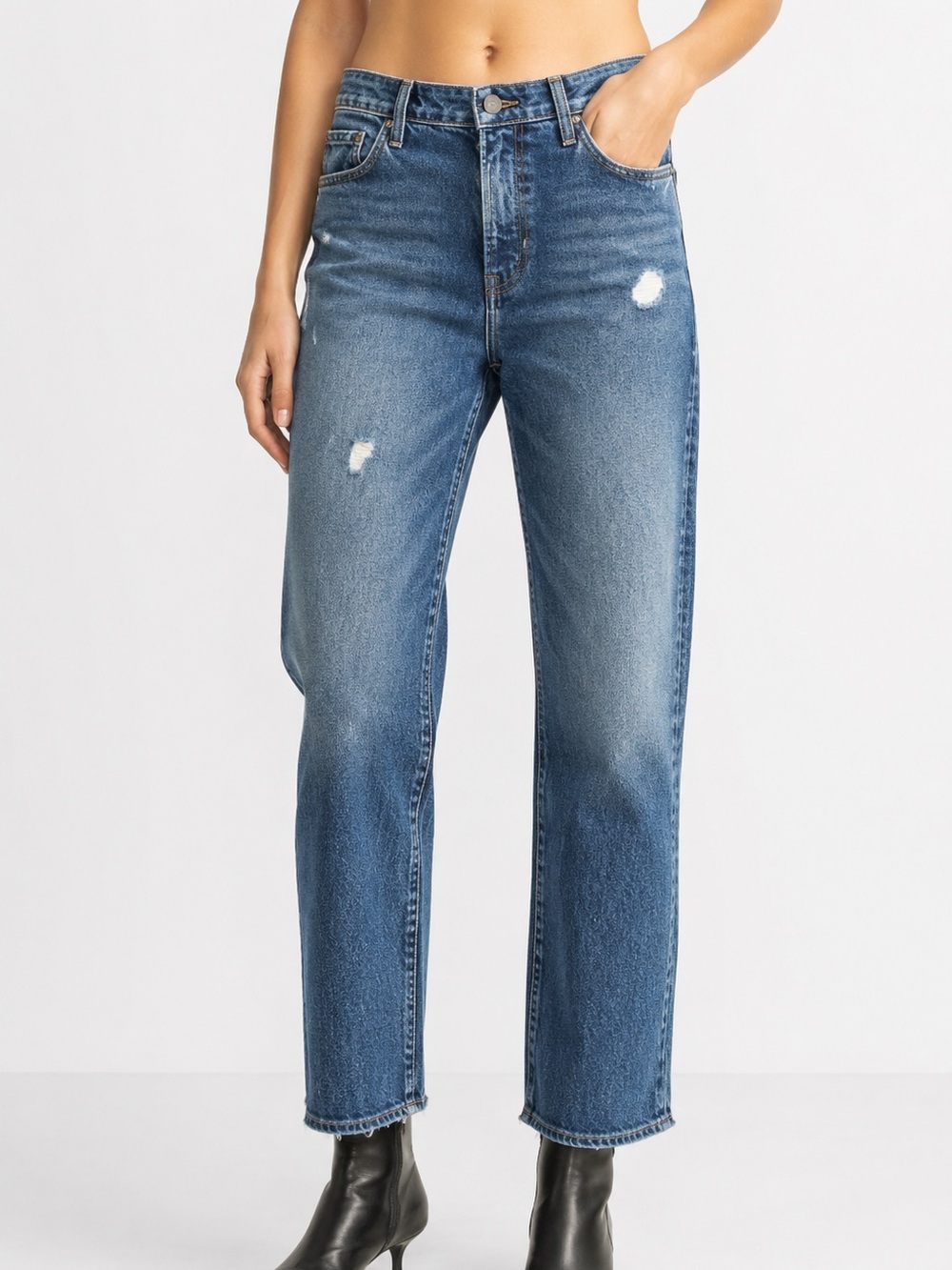 Calvin Klein Straight Leg Jeans in Faded Blue Denim